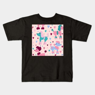 Colourful poodles with hearts repeat pattern Kids T-Shirt